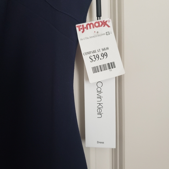 Calvin Klein Navy Blue Sheath Dress NWT SIZE 8 - Picture 5 of 16